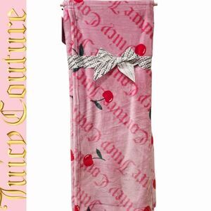 Juicy Couture Home Signature Logo Cherry Plush Throw Blanket